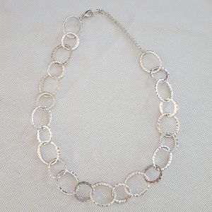 Silver Hammered Circles Necklace, @21"